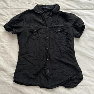 Gap Y2K silk blend Black button up shirt Size 0